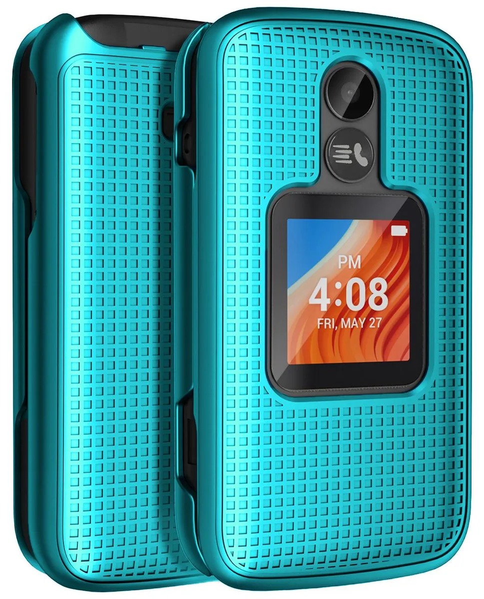 Nakedcellphone Nakedcellphone Grid Textured Slim Case for Alcatel TCL Flip 2 Teal — product photo