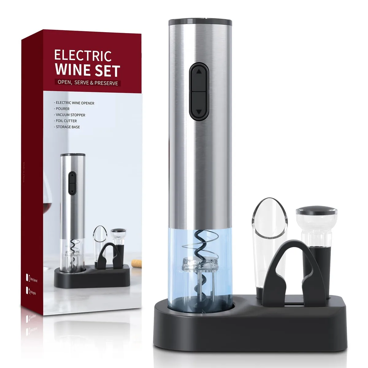  American Weigh Electric Wine Bottle Opener-668 Silver — product photo