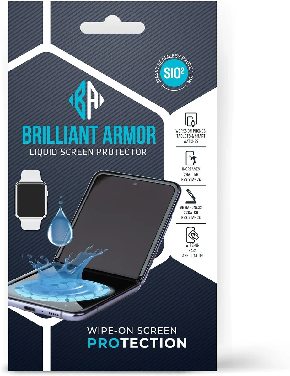 Small bottle of liquid screen protector with wipe applicator