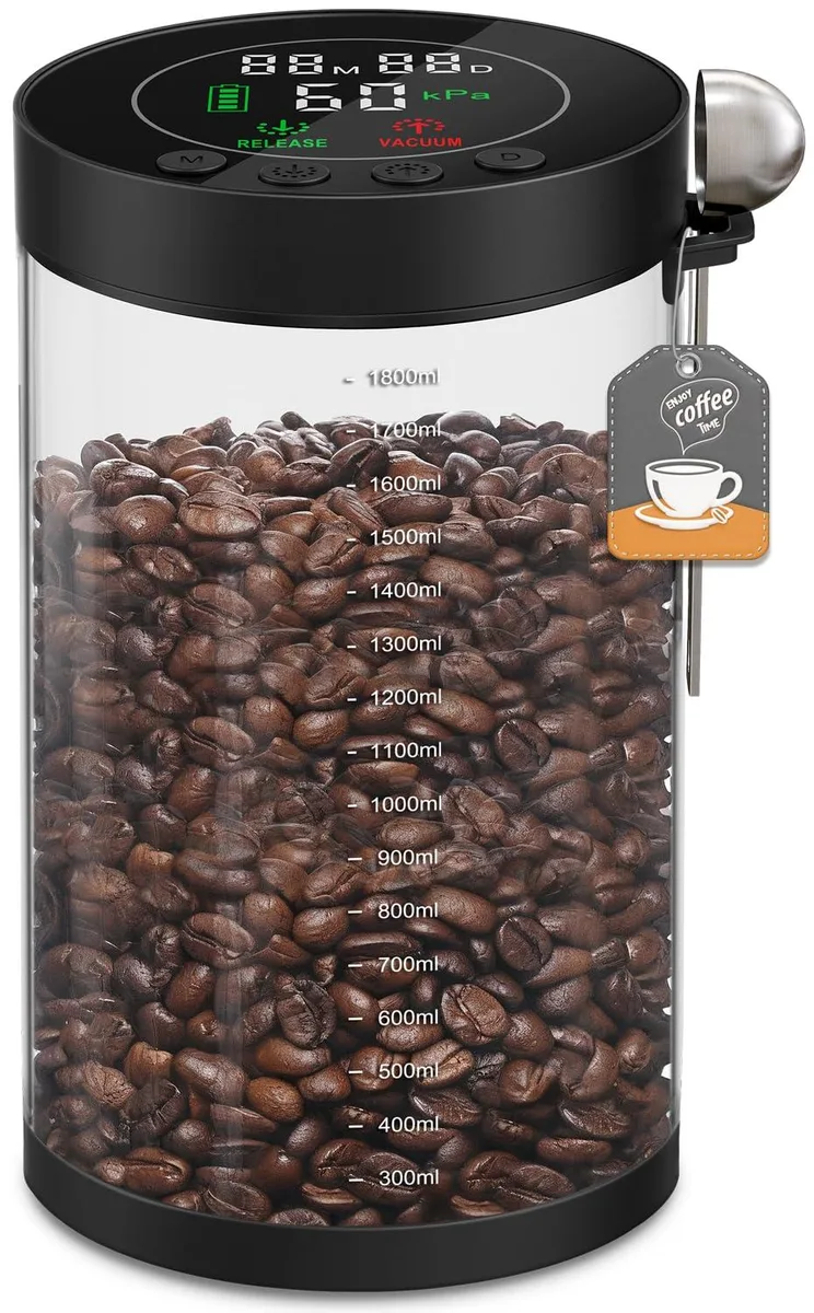 ZDXBO Coffee Bean Container FC30 2.0L Glass Vacuum Canister — product photo