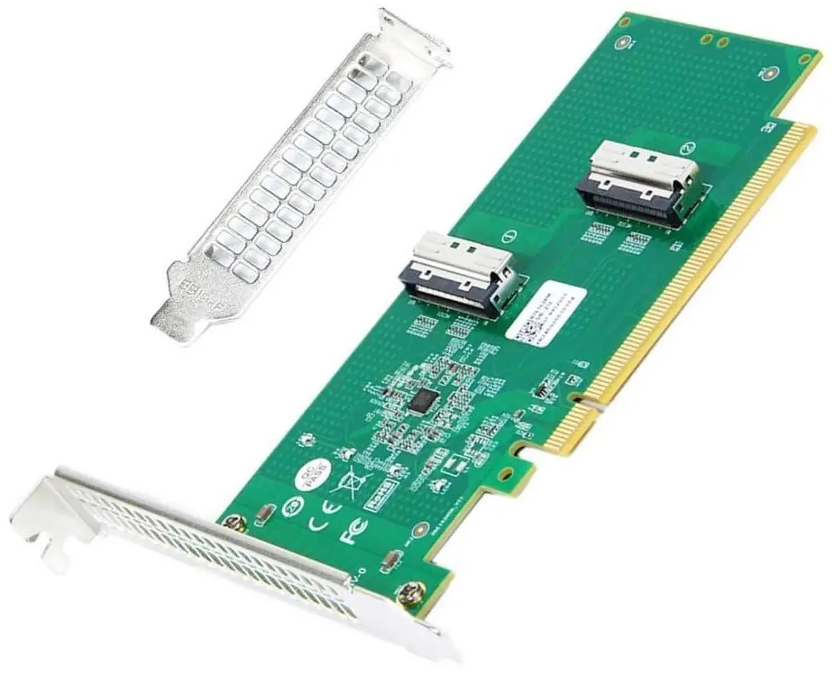 SMUGDESK SMUGDESK PCIe 5.0 x16 to Dual MCIO 8i SFF-TA-1016 74Pin Female Expansion Card — product photo
