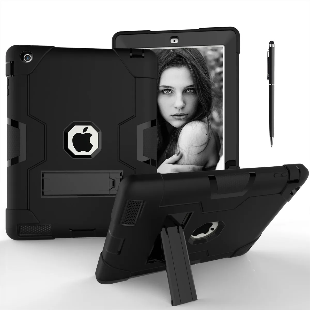 BONAEVER BONAEVER Case for iPad 2/3/4 9.7" with Kickstand, Stylus, Black — product photo