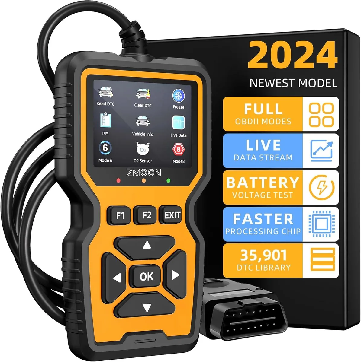 Handheld OBD2 scanner with colour screen and cable