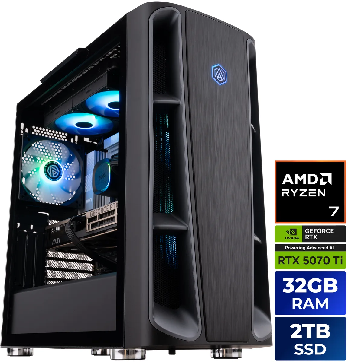 ABS ABS KIIR9800X3D5070TI gaming PC Ryzen 7 9800X3D RTX 5070 Ti 32GB 2TB — product photo
