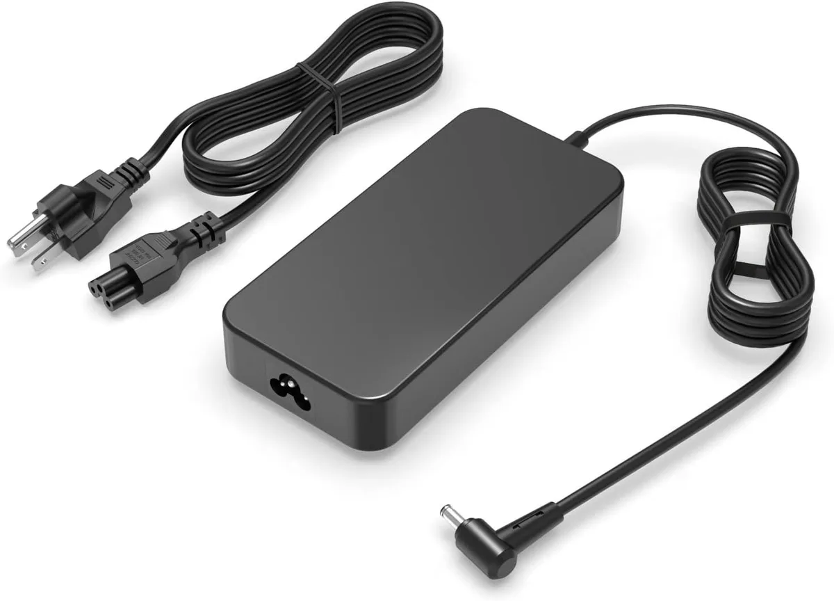 Black rectangular 120W AC charger with detachable power cord