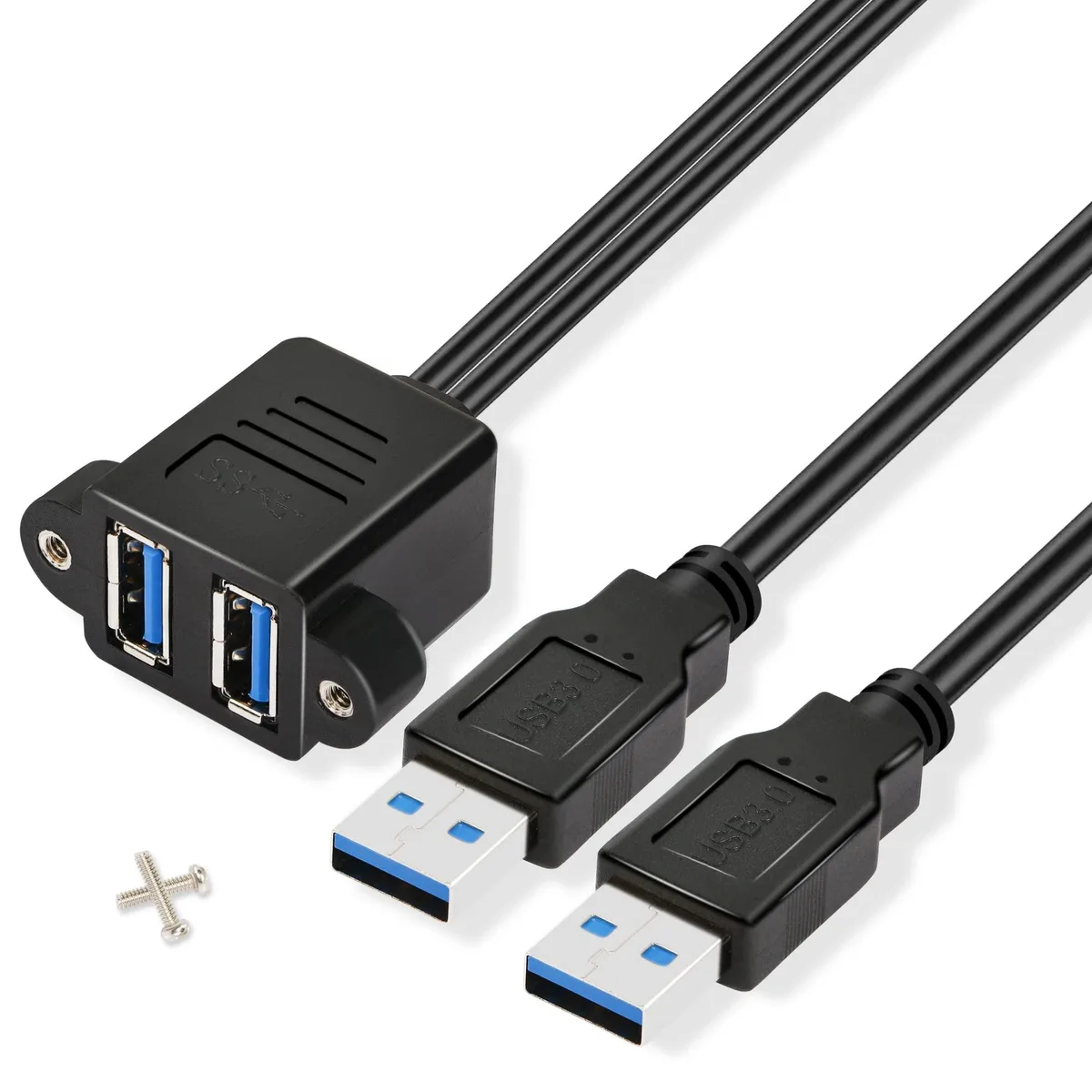 BUCIER BUCIER Dual USB 3.0 Panel Mount Cable 0.3m Black — product photo