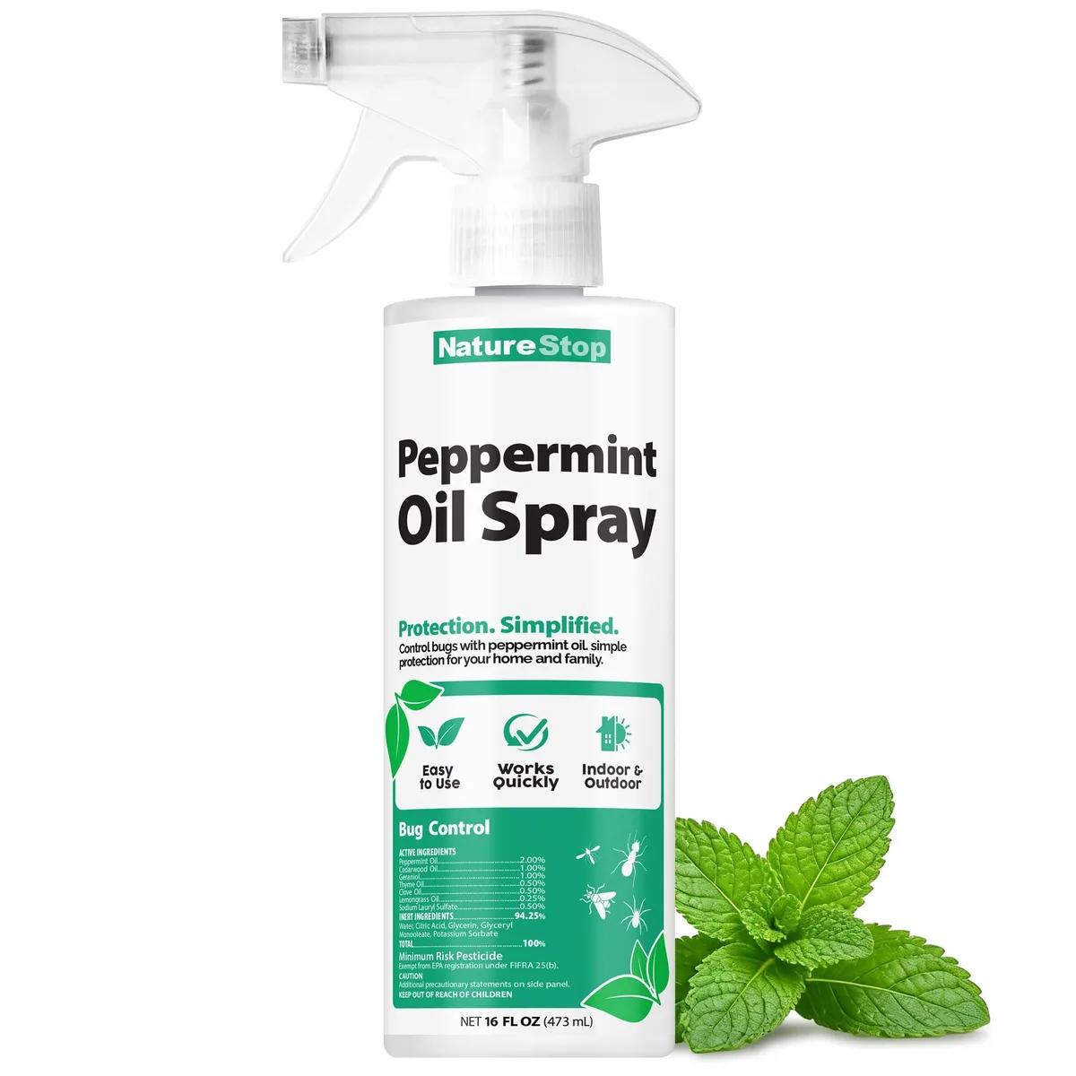 16oz spray bottle with peppermint oil insect repellent