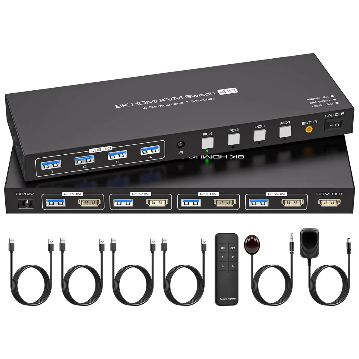 Jansicotek Jansicotek SW241-HD 4-Port HDMI 2.1 KVM Switch 8K@60Hz 4K@120Hz — product photo