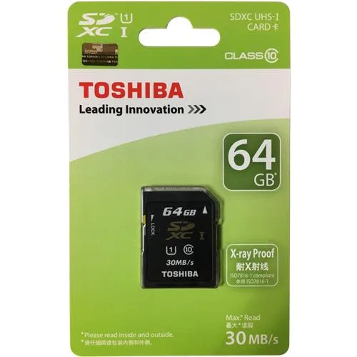Toshiba Toshiba SD-K064GR7AR30 CVK 64GB Class 10 SDHC memory card — product photo