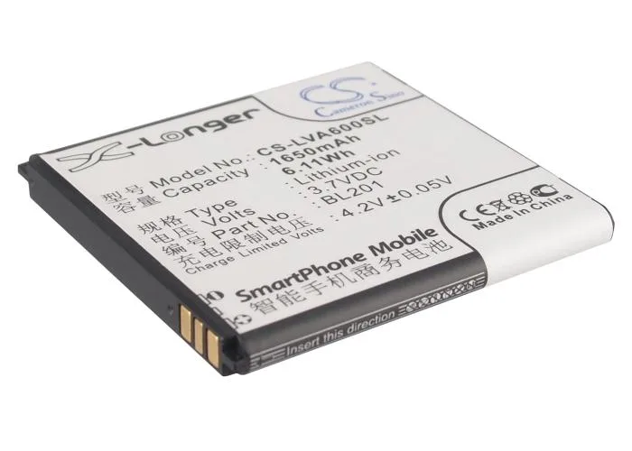 Cameron &amp; Co Cameron &amp; Co DS-CS-LVA600SL cell phone battery 3.7V 1.65Ah 6.11Wh — product photo
