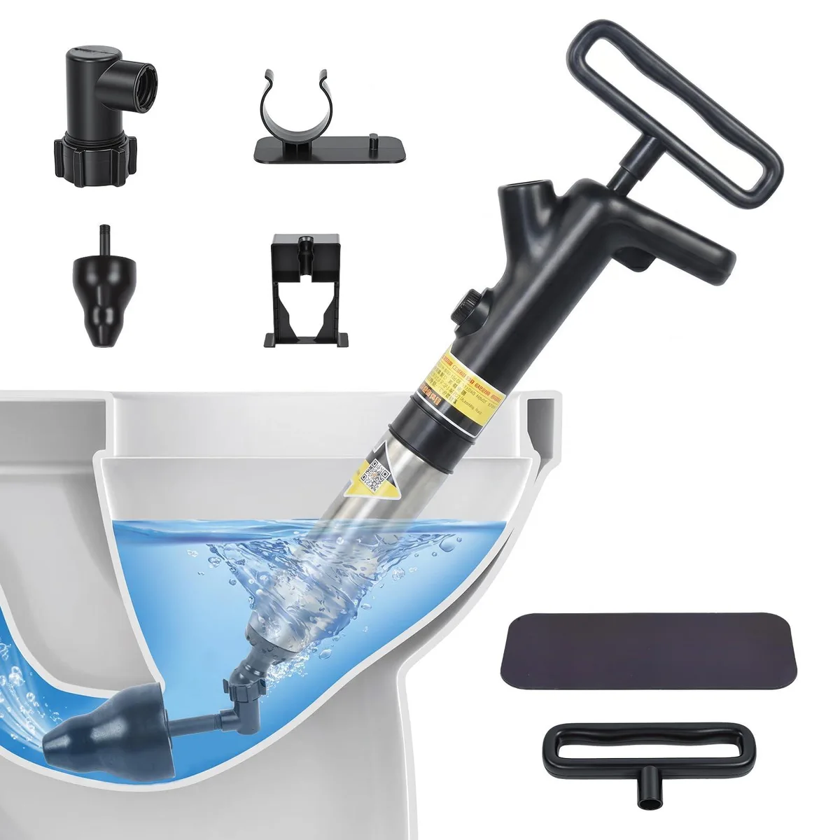 High Pressure Toilet Plunger with Electric Air Pump — product photo