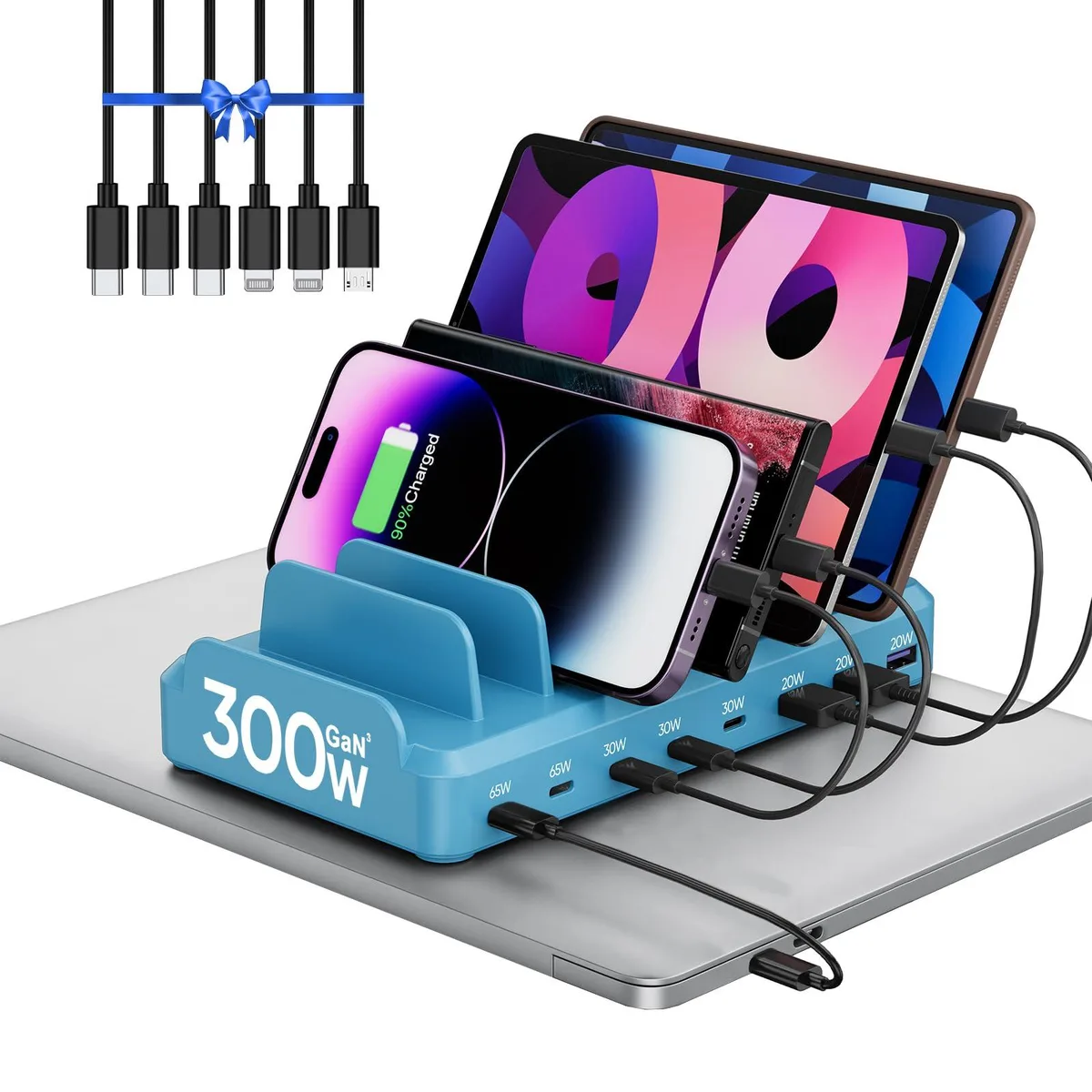  Lcssio M5 300W 8-Port USB Charger Blue — product photo