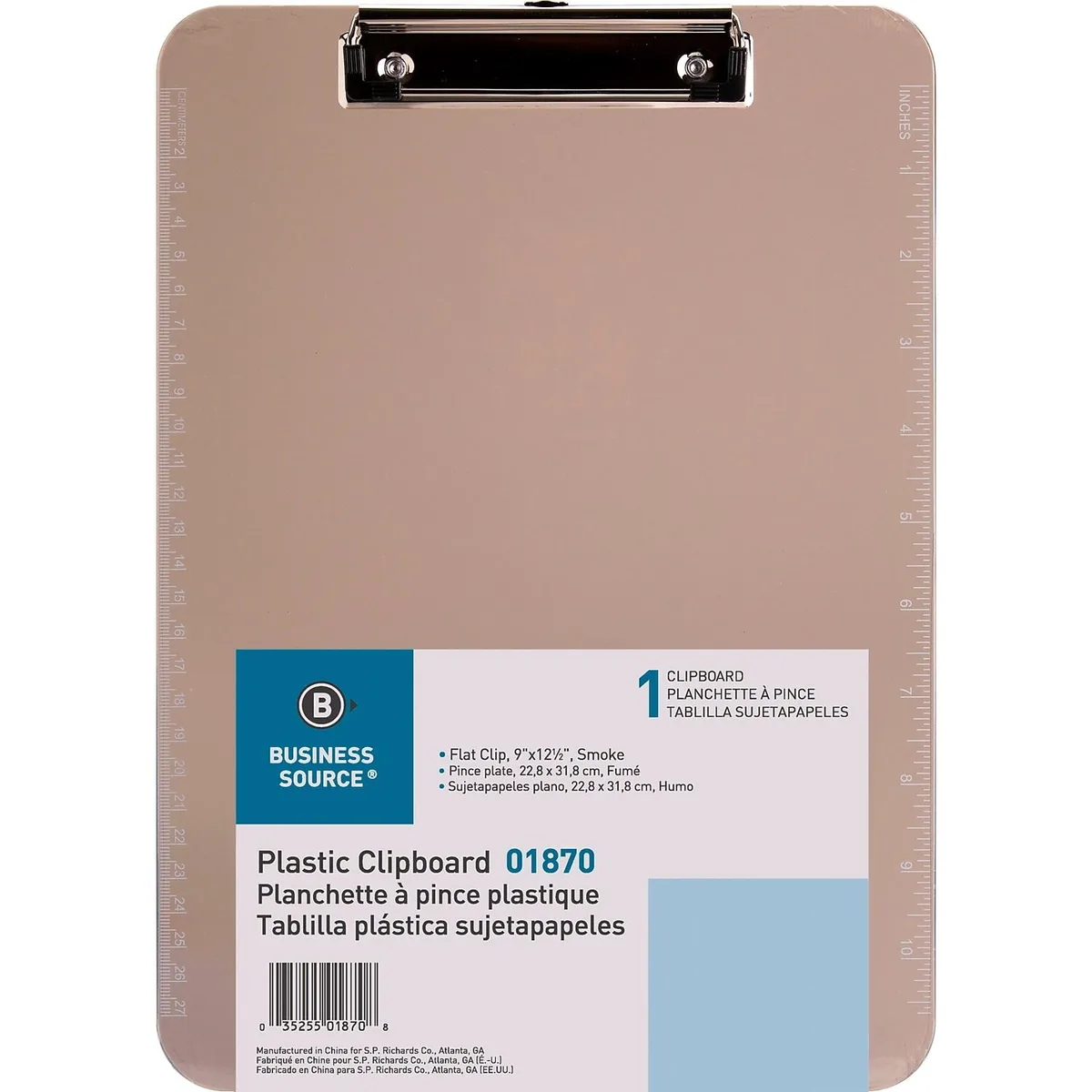 Sparco Products Sparco Products 1870 Clipboard Clip 9" x 12" Smoke — product photo