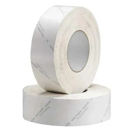 White flame-retardant duct tape roll on a spool
