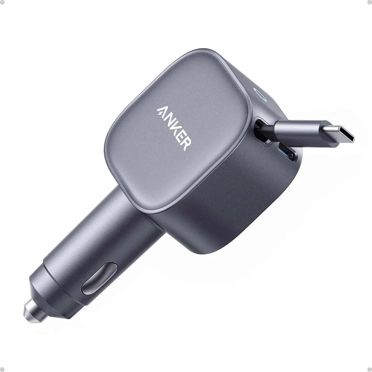Hamzan Hamzan Retractable USB-C Car Charger 75W 45W Cable 30W Port 29.5in — product photo