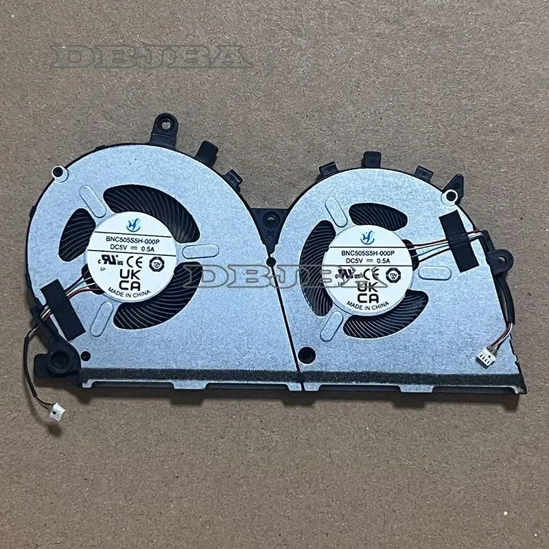 Small black laptop cooling fan with wire connector visible