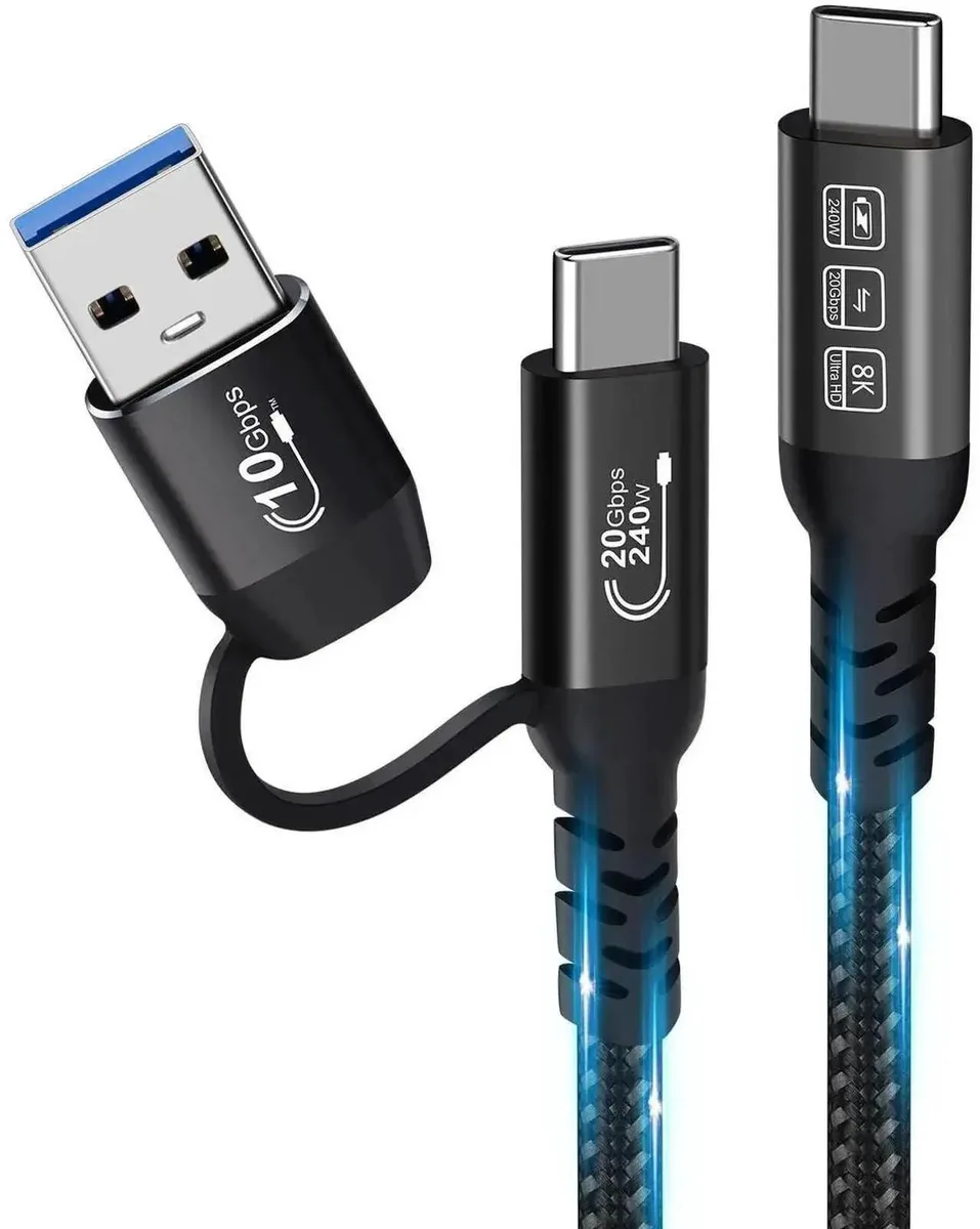 SMUGDESK SMUGDESK 2-in-1 USB A to USB C Cable 100CM 20Gbps 8K 240W — product photo