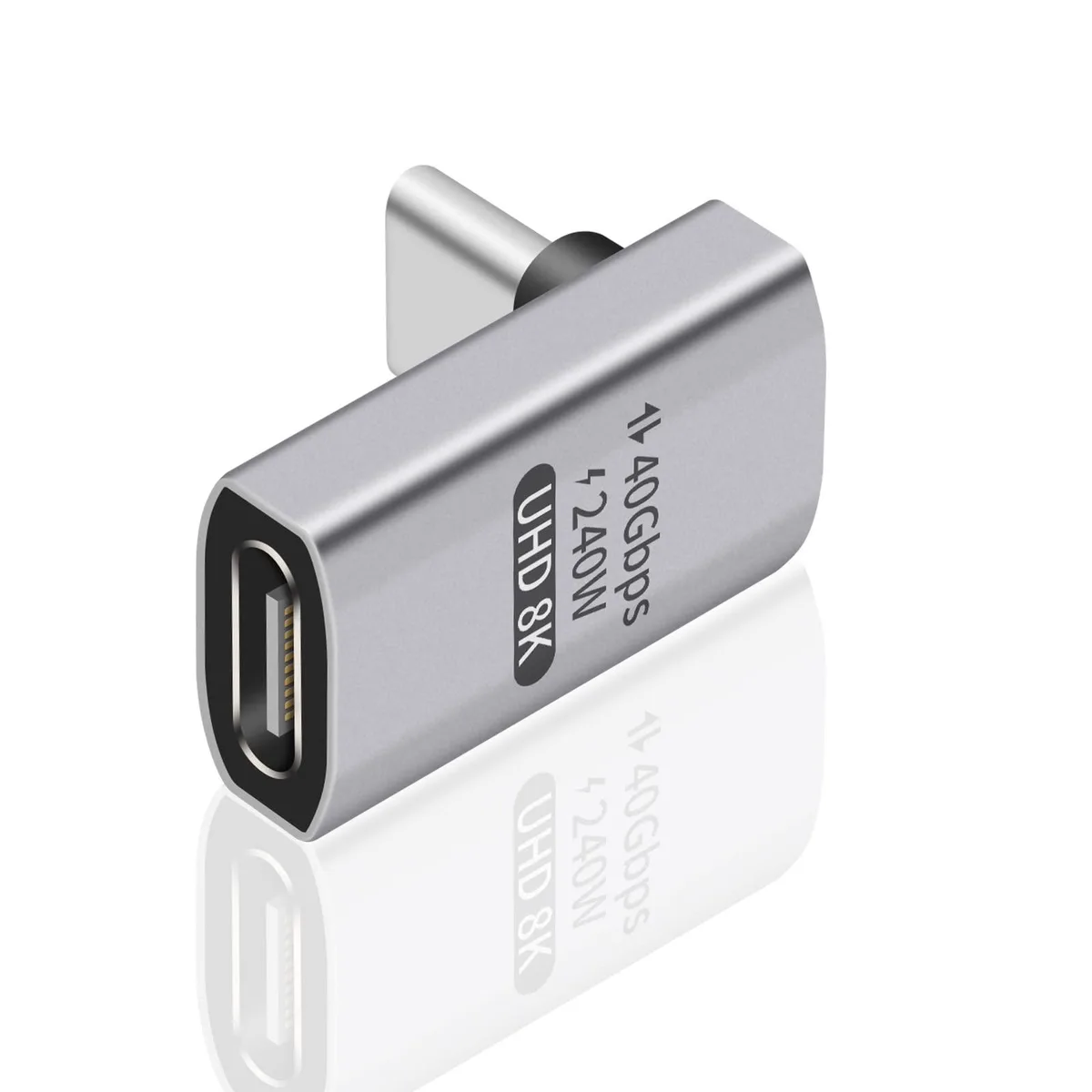 BUCIER BUCIER USB-C 90° Adapter 40Gbps 240W 8K@60Hz Silver — product photo