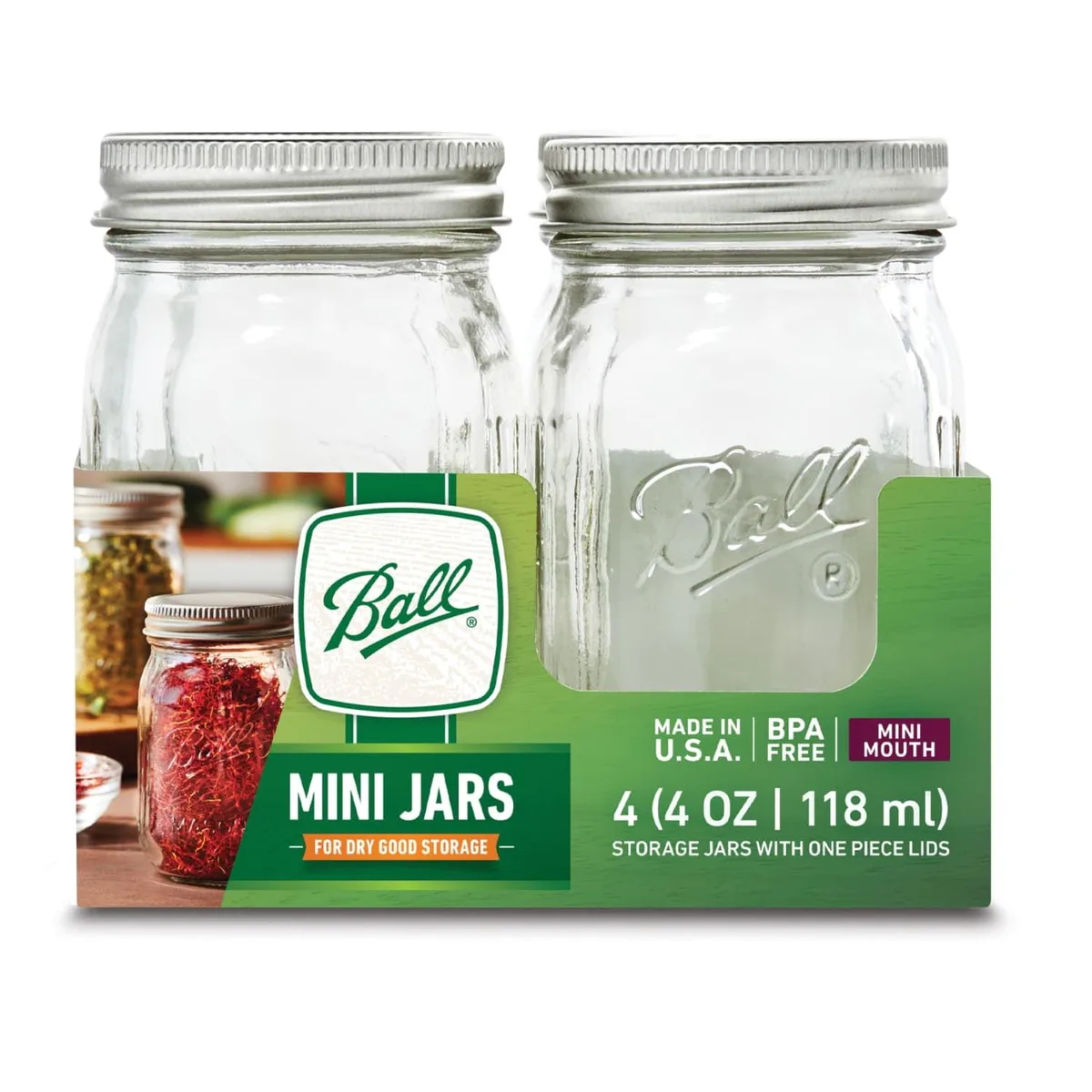 None Continuous None Continuous Ball 4 oz Mini Jars 4 Count — product photo