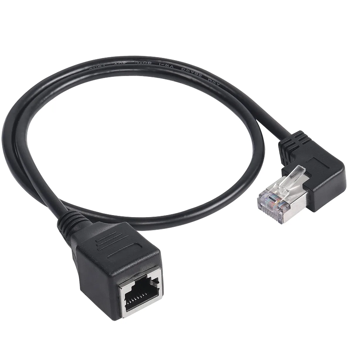 BUCIER BUCIER 90 Degree RJ45 Cat5e Ethernet Extension Cable Right Angle Black 50CM — product photo