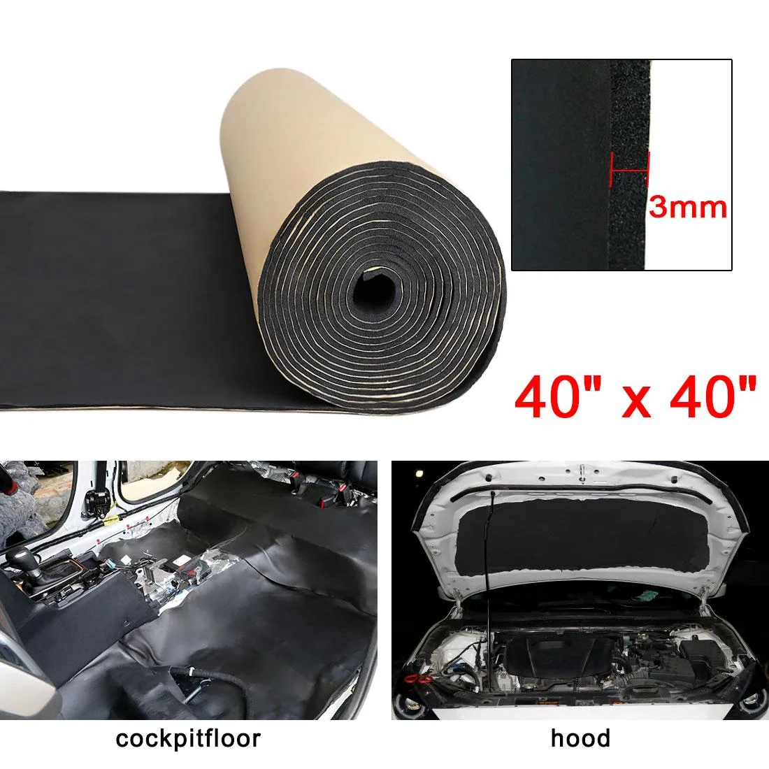 Unique-Bargains Unique-Bargains Sound Deadener Mat 118mil 40"x40" 10.76sqft Interior Care — product photo