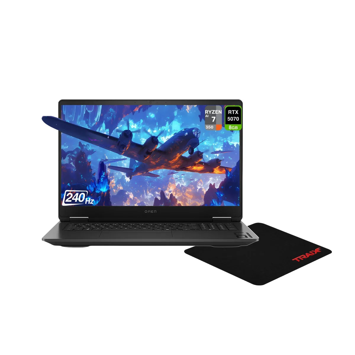 HP HP OMEN 17 Gaming Laptop AMD Ryzen AI 7 350 64 GB DDR5 1 TB PCIe SSD 17.3" QHD 240Hz RTX 5070 — product photo