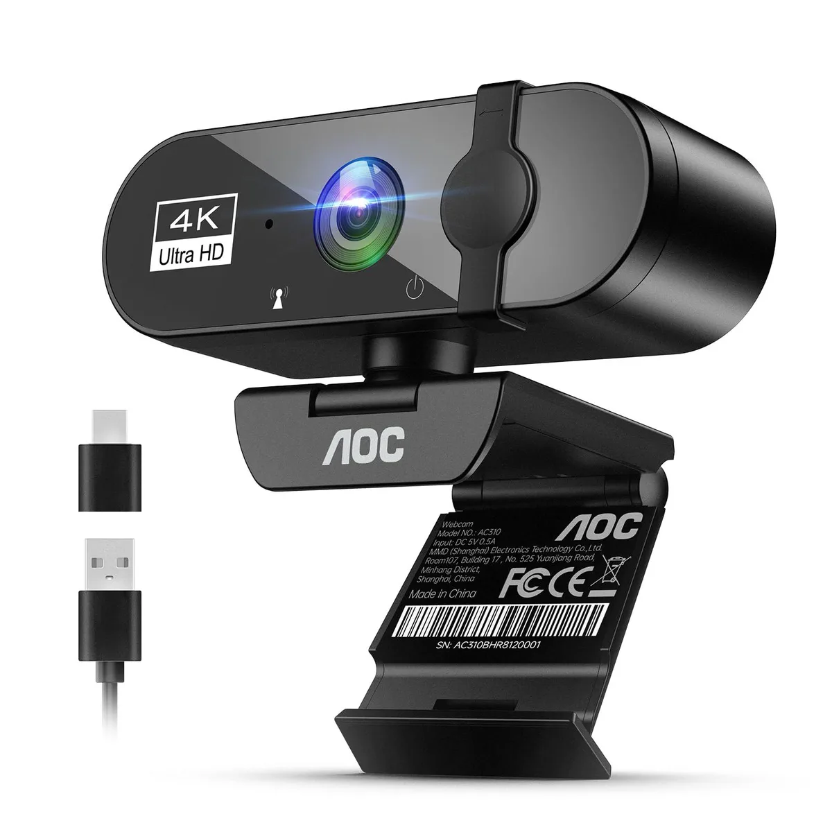 AOC Monitors AOC Monitors AC310 4K Webcam 90° FOV 360° Swivel — product photo
