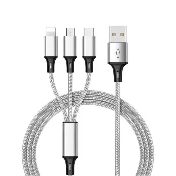 Corn Electronics Corn Electronics 3-in-1 USB Charger Cable Gray 6.6 ft 10 Pack — product photo