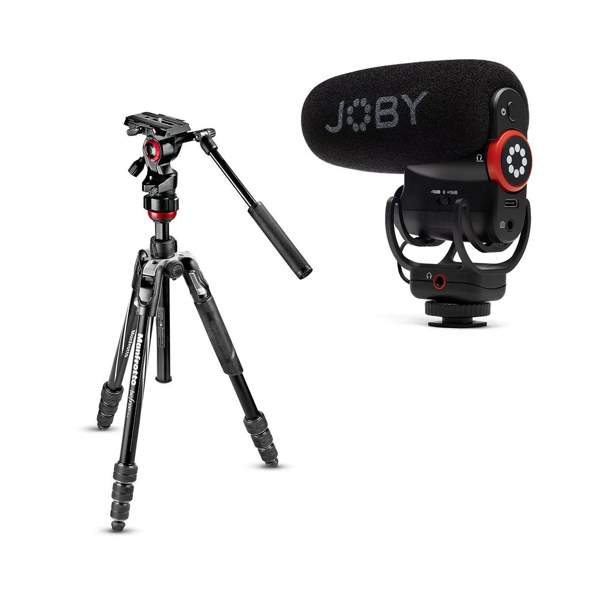 Manfrotto Manfrotto Befree Live Aluminum Tripod with Fluid Head and JOBY Wavo PLUS Microphone — product photo