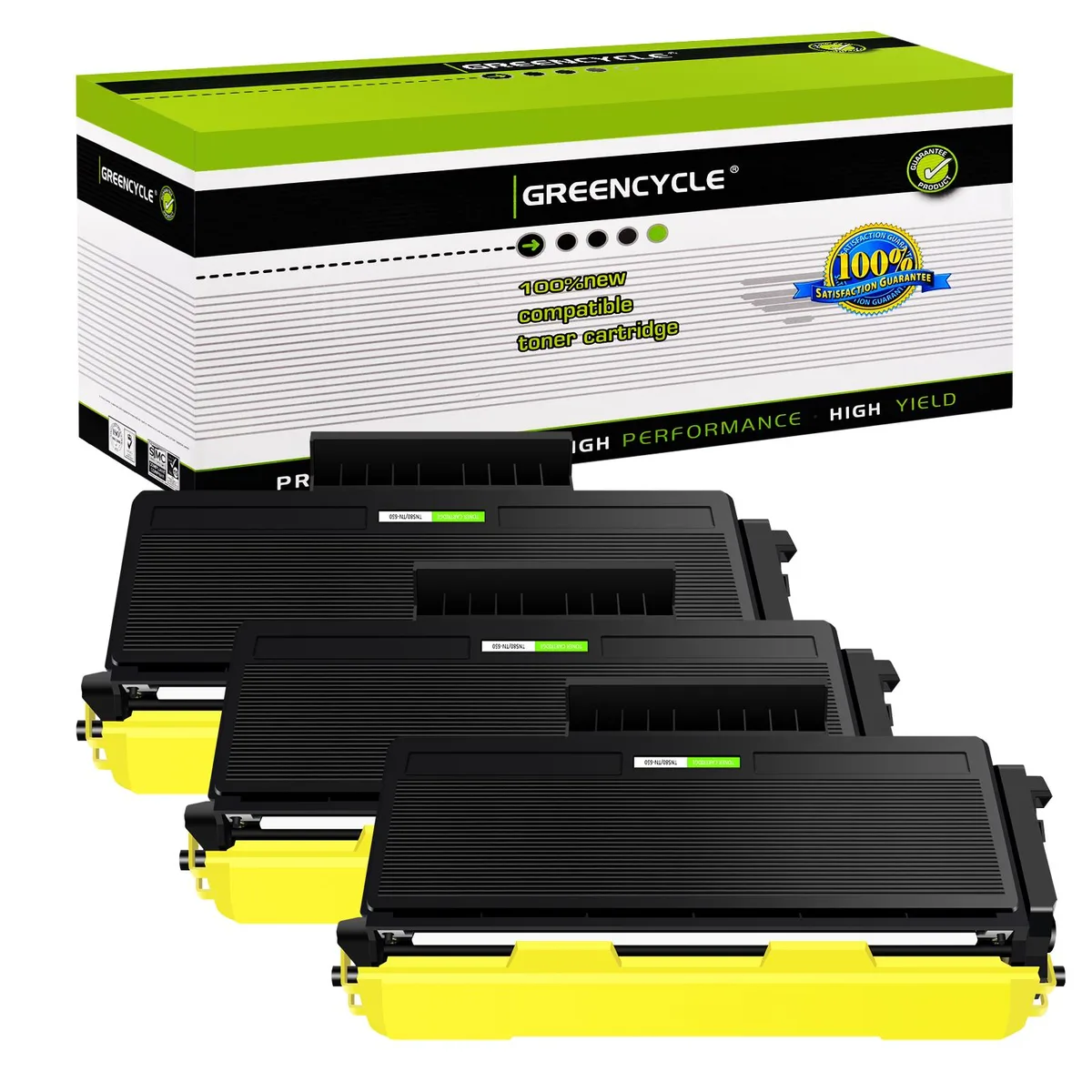 GREENCYCLE GREENCYCLE TN580 Compatible Black Toner Cartridge 3 Pack 8000 Pages — product photo