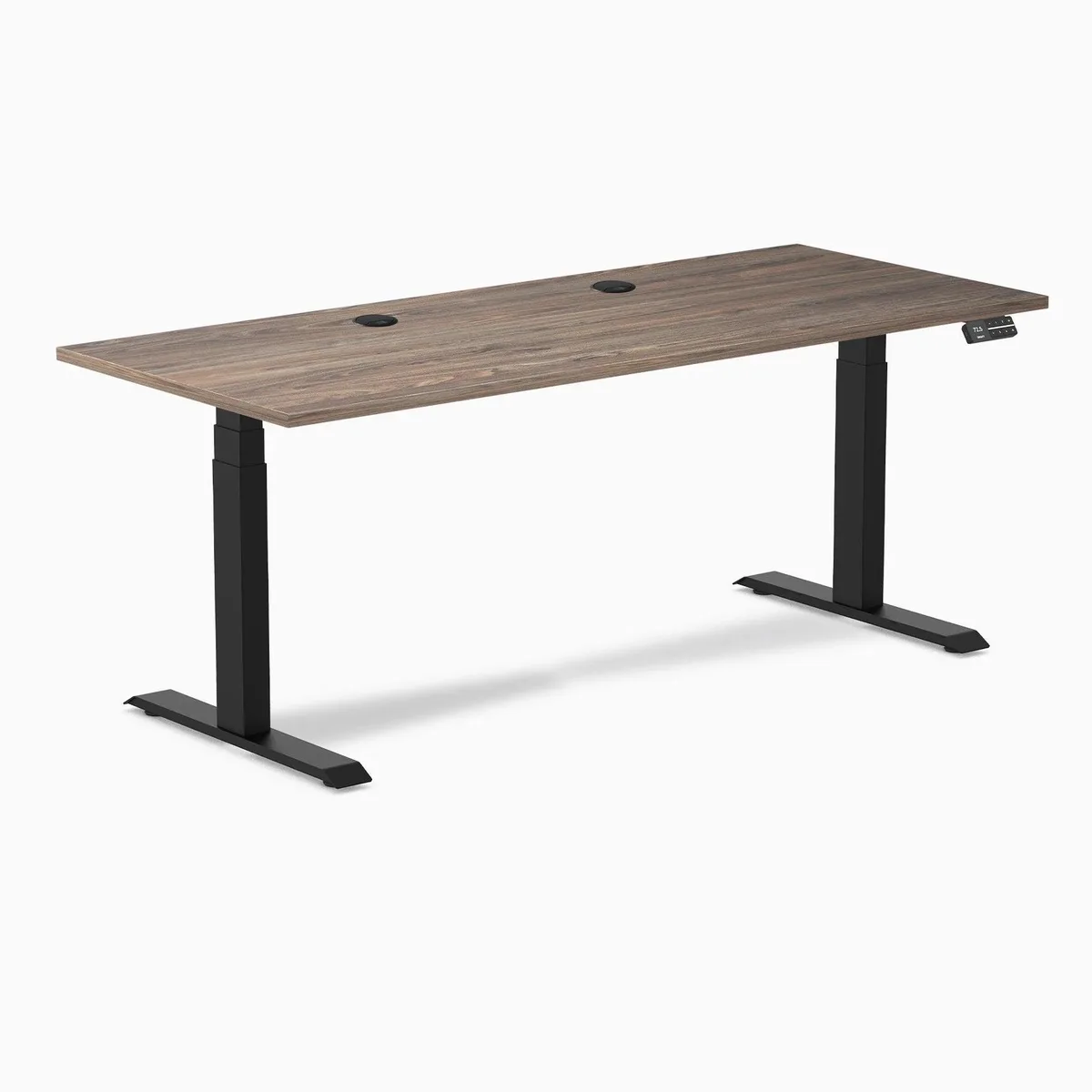 Desky Desky Dual Laminate Sit Stand Desk Natural Walnut 70.9 x 29.5 in Matte Black — product photo