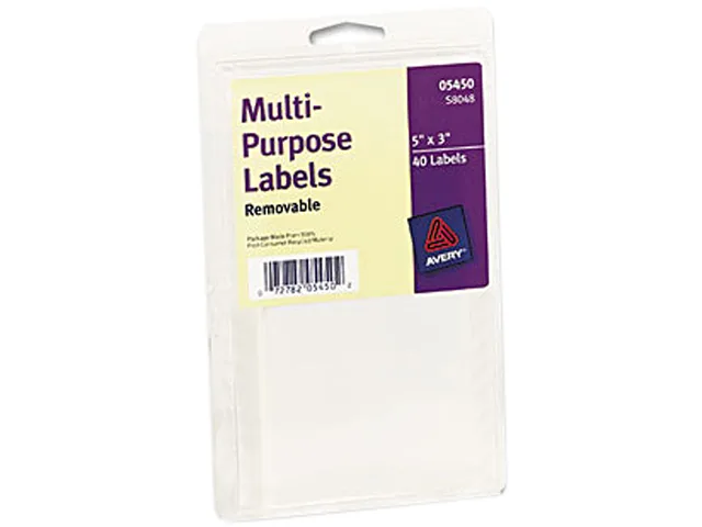 White rectangular removable labels in a 40 pack