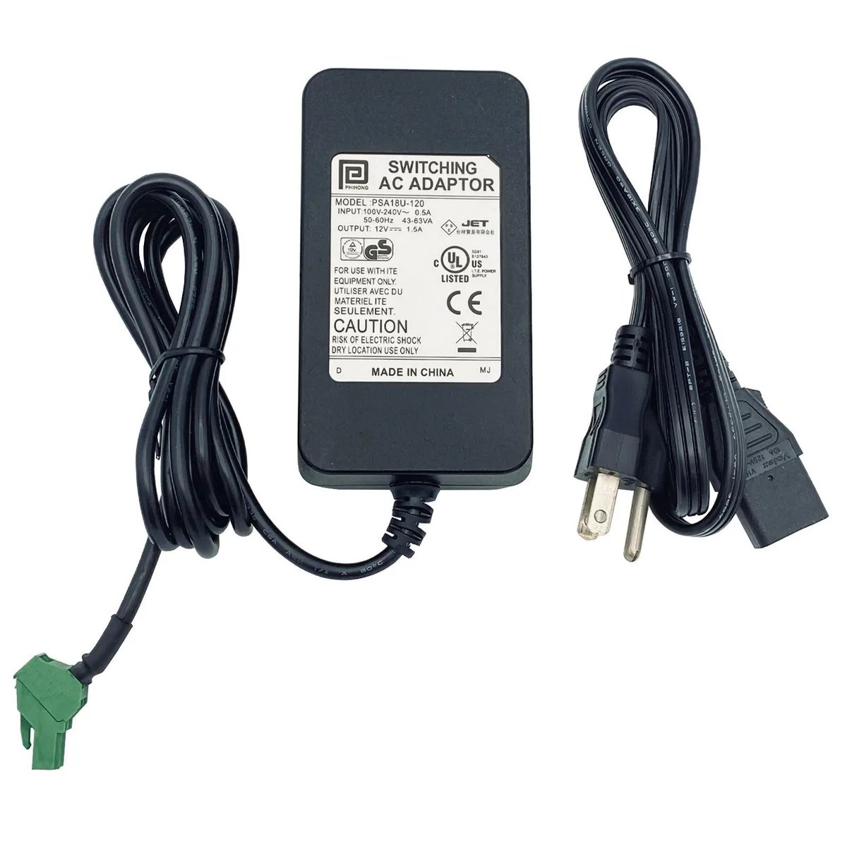 Phihong USA Inc. Phihong USA Inc. PSA18U-120 12V 1.5A 18W power adapter — product photo