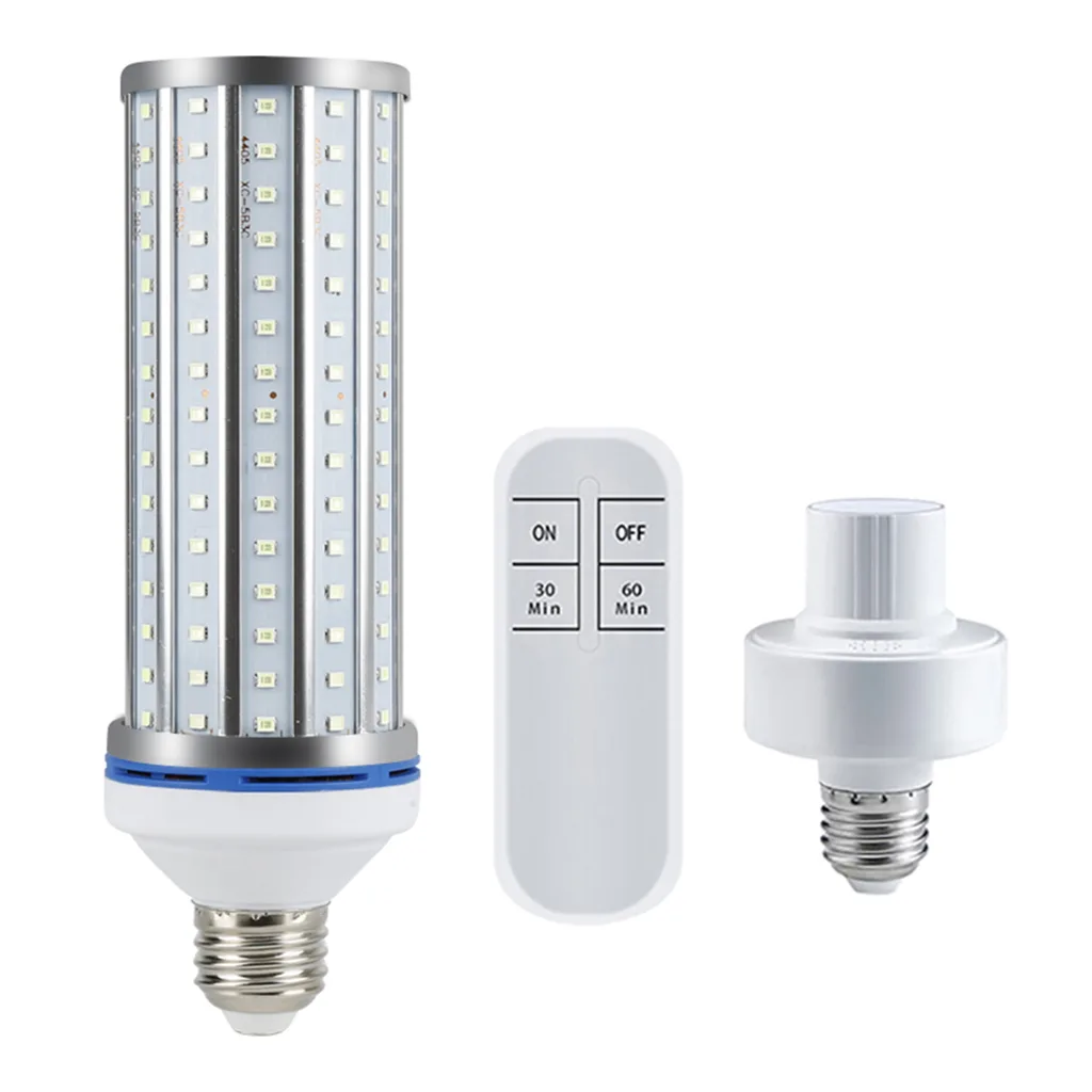Corn-style LED UV bulb with aluminium-alloy fins, E27 screw base, remote and lamp holder included