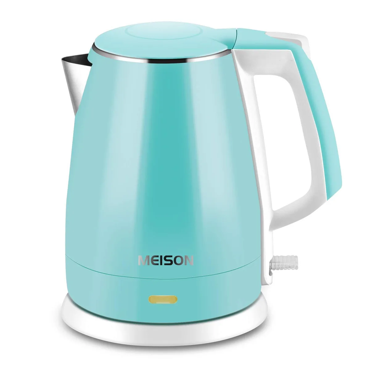 Stainless steel electric kettle with double-wall construction and cool-touch exterior