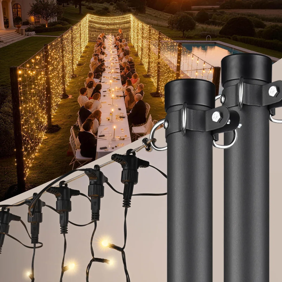 Yescom USA, Inc. Yescom USA, Inc. 11SSLSSP028-40x10-1 40 ft 10 ft pole 48 IP44 string light — product photo