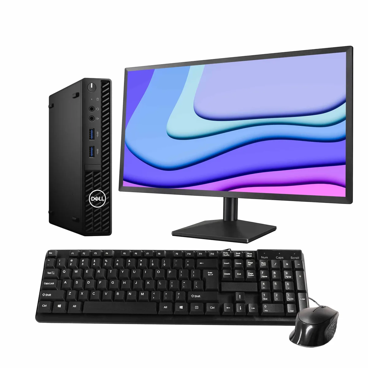 DELL DELL OptiPlex 3090 Mini PC Intel Core i5-10500T 16GB DDR3 500GB SSD Windows 11 Pro 24" Monitor Keyboard Mouse — product photo