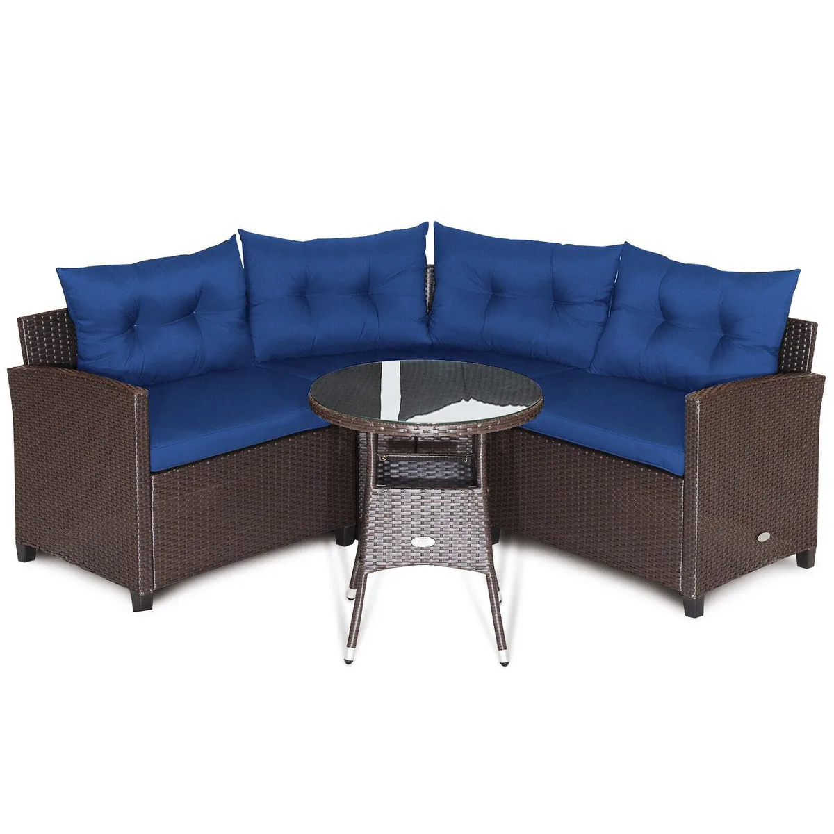 SlickBlue SlickBlue 4-Piece Rattan Sectional Set Navy — product photo