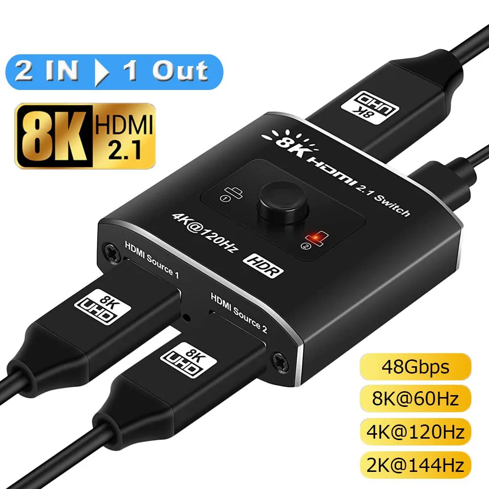 LUOM LUOM OZ8Q2B 8K HDMI 2.1 Switch 2x1 48Gbps — product photo