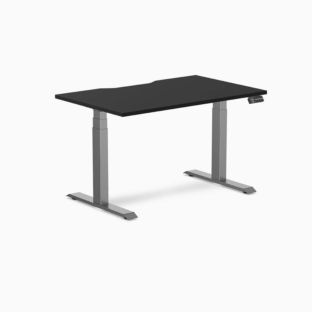 Desky Desky Dual Scalloped Laminate Sit Stand Desk Black Space Gray 47.2 x 29.5 in — product photo