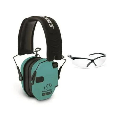 Walkers Walkers Razor Slim Electronic Earmuffs (Teal) &amp; Glasses Kit — product photo
