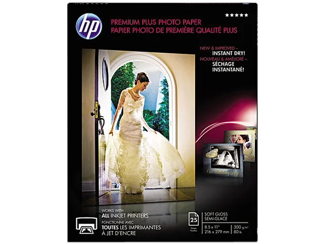 HP HP CR671A Premium Plus Photo Paper, 80 lbs, Soft-Gloss, 8-1/2 x 11, 25 Sheets — product photo