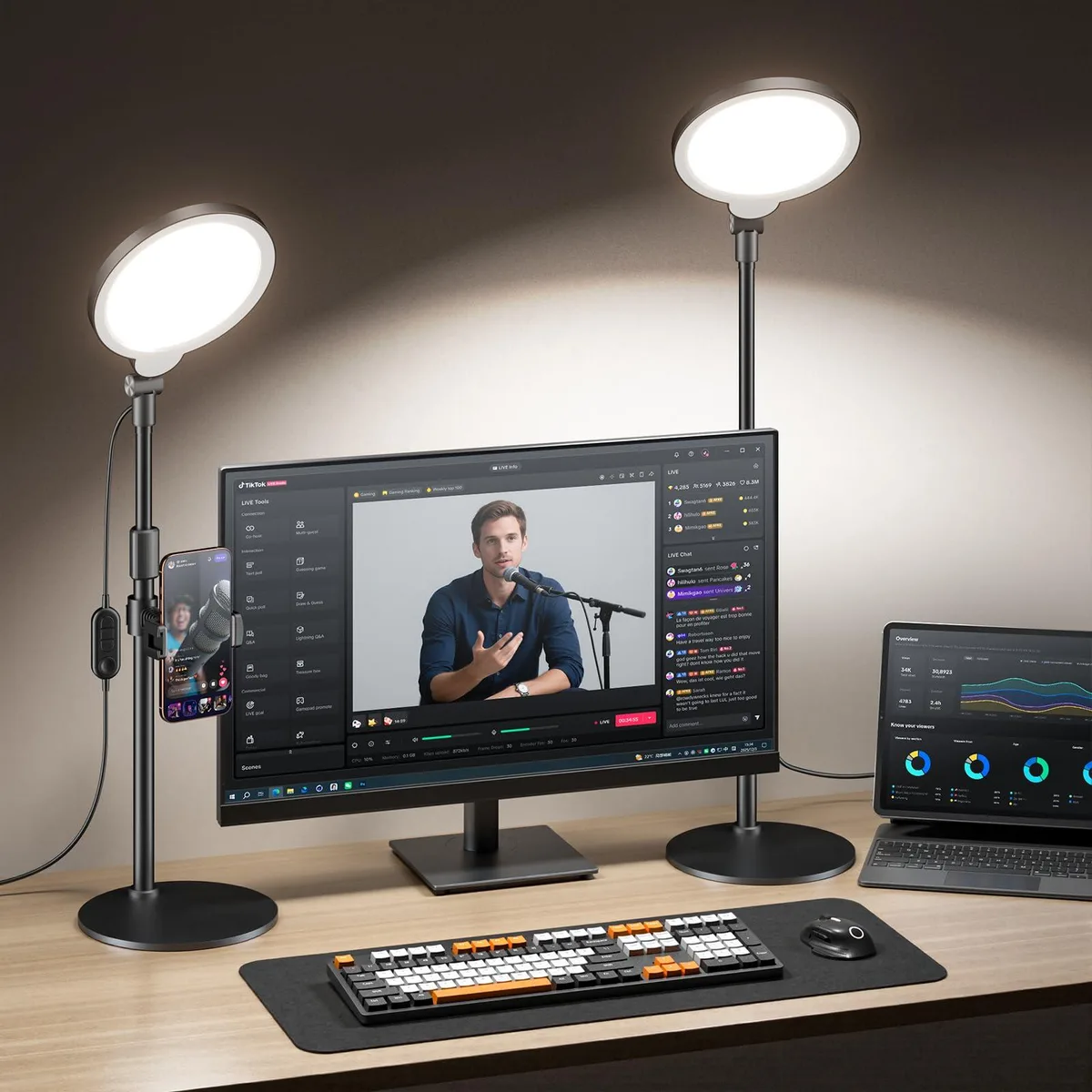 Neewer F626 2 Pack Desk Ring Light 20.5-32in 3000-6500K 10 Level — product photo