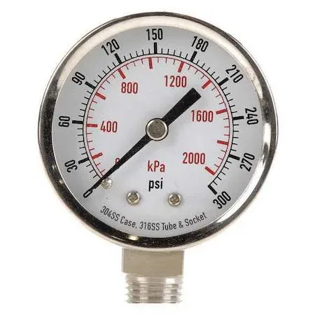 Value Brand Value Brand Commercial Pressure Gauge 0 to 60 psi 2 in Dial 1/4 in NPT — product photo