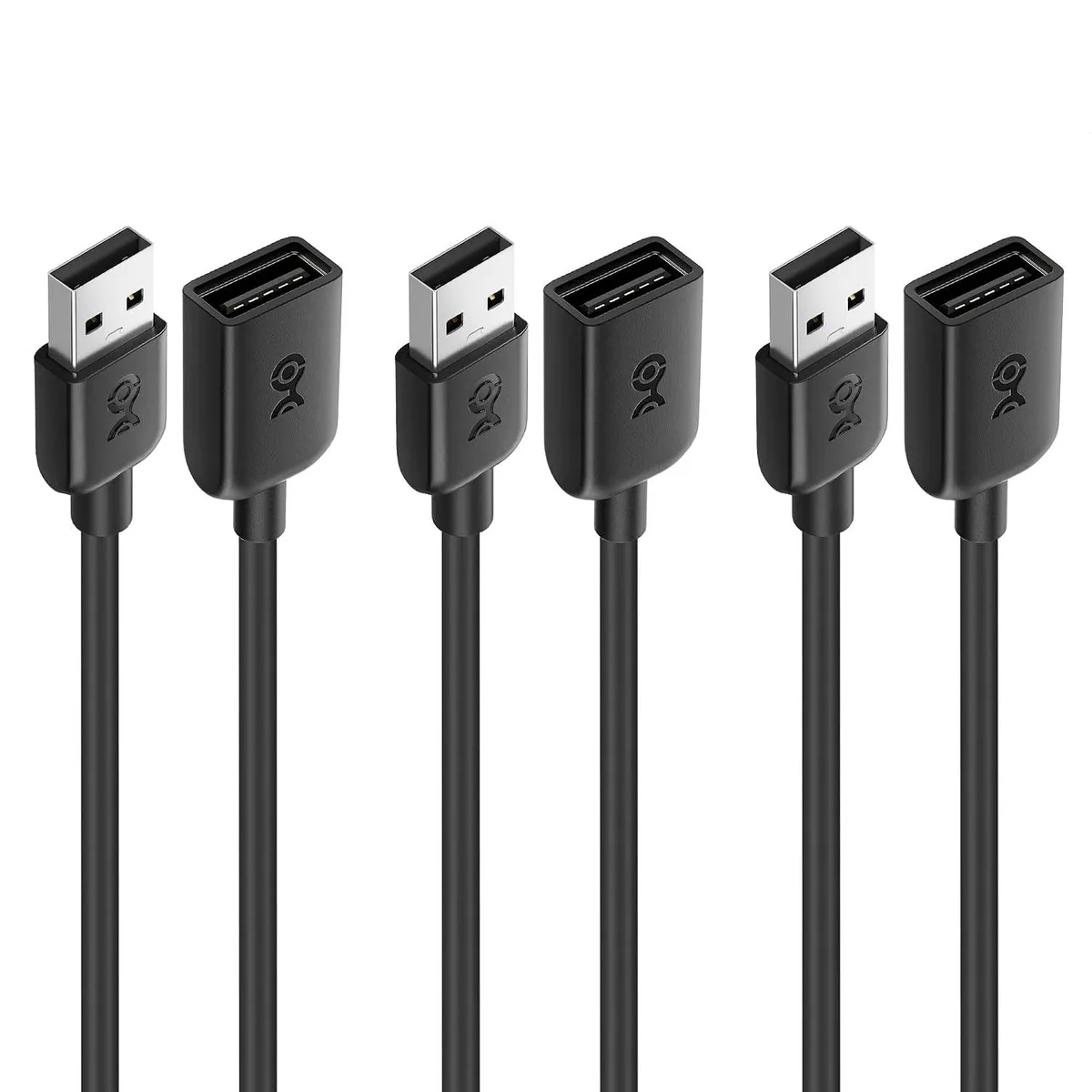 Kootion Kootion USB 2.0 Extension Cable 3ft Male to Female 480Mbps Black 3-Pack — product photo