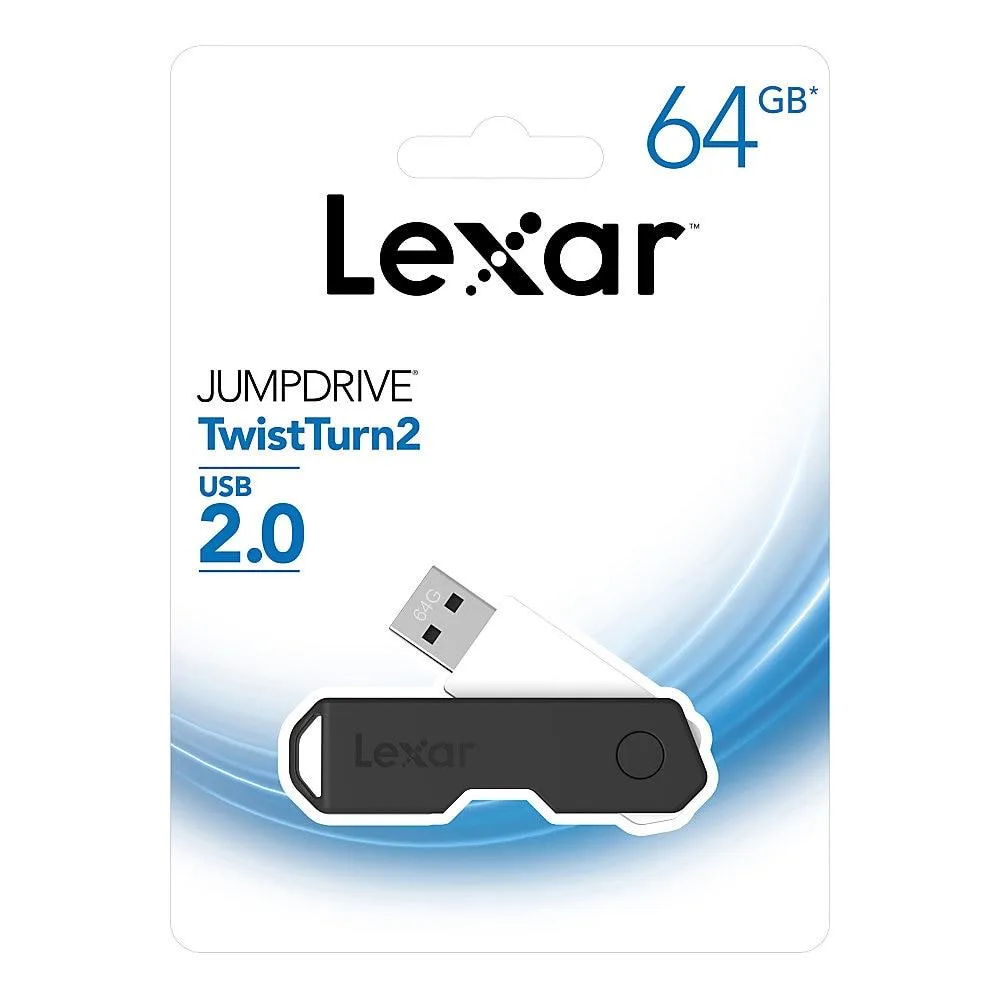 Lexar Lexar JumpDrive TwistTurn2 USB 2.0 Flash Drive 64GB Black — product photo