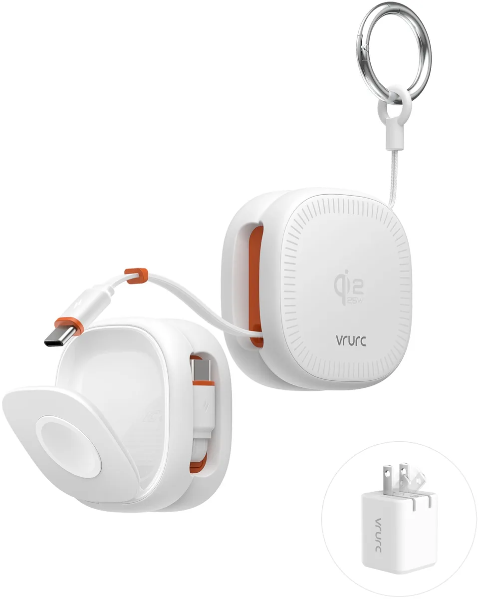 VRURC T009 3-in-1 Qi2.2 25W Wireless Charger White — product photo