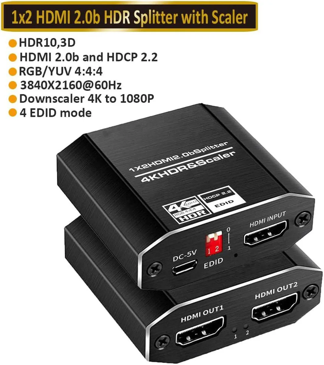 Vszerda Vszerda HDMI Splitter 1 in 2 Out 4K@60Hz HDMI 2.0 EDID — product photo
