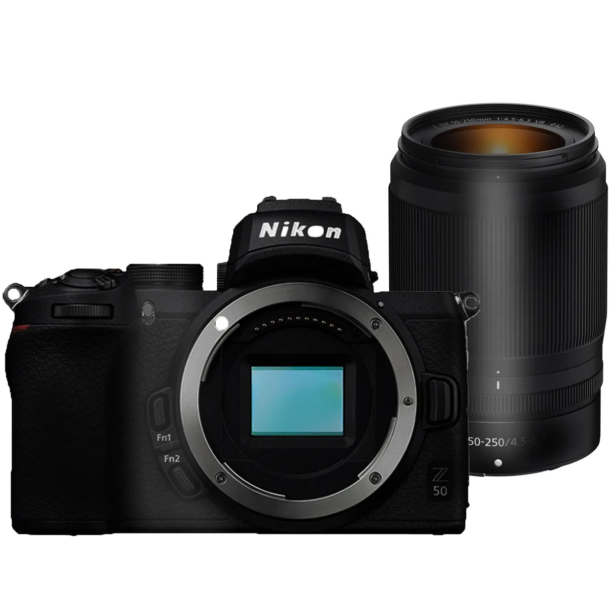 Nikon Global Nikon Z50 compact mirrorless camera with 50-250mm f/4.5-6.3 VR lens — product photo