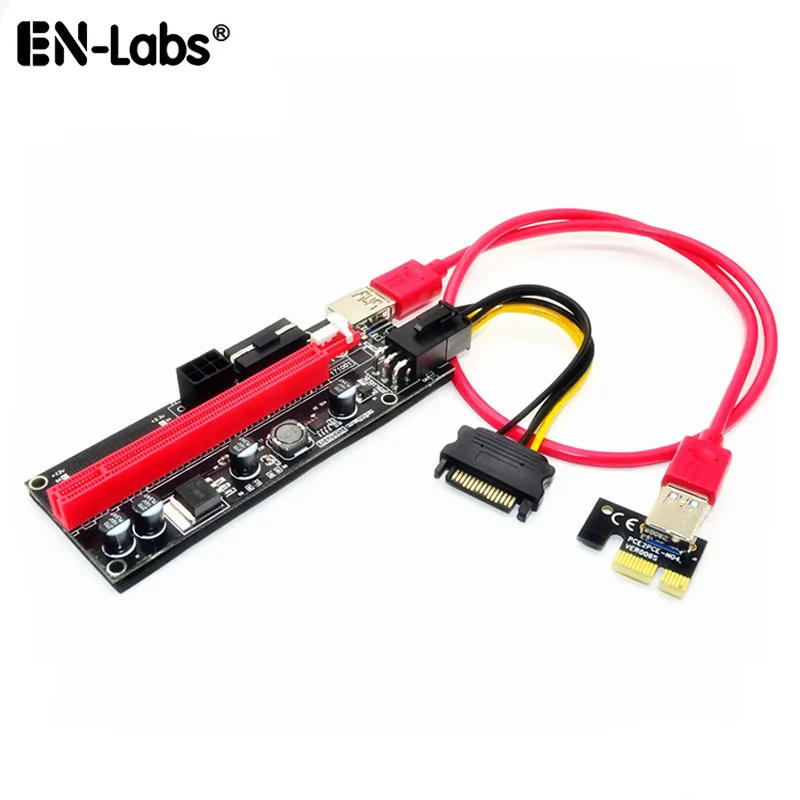 EN-Labs EN-Labs PCIe 1X to 16X Riser Cable 60cm USB 3.0 SATA 6Pin Molex — product photo